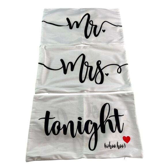 None and/or Unknown Other - Set of 3 Decorative Pillow Covers Mr Mrs Tonight Not Tonight Zipper 19.5x12 NIP